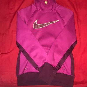 Nike purple and neon green Therma-Fit hoodie